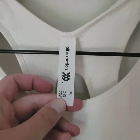 All In Motion Ribbed High Neck Racerback Cropped Tank Top in Cream Size XL - Picture 5 of 5